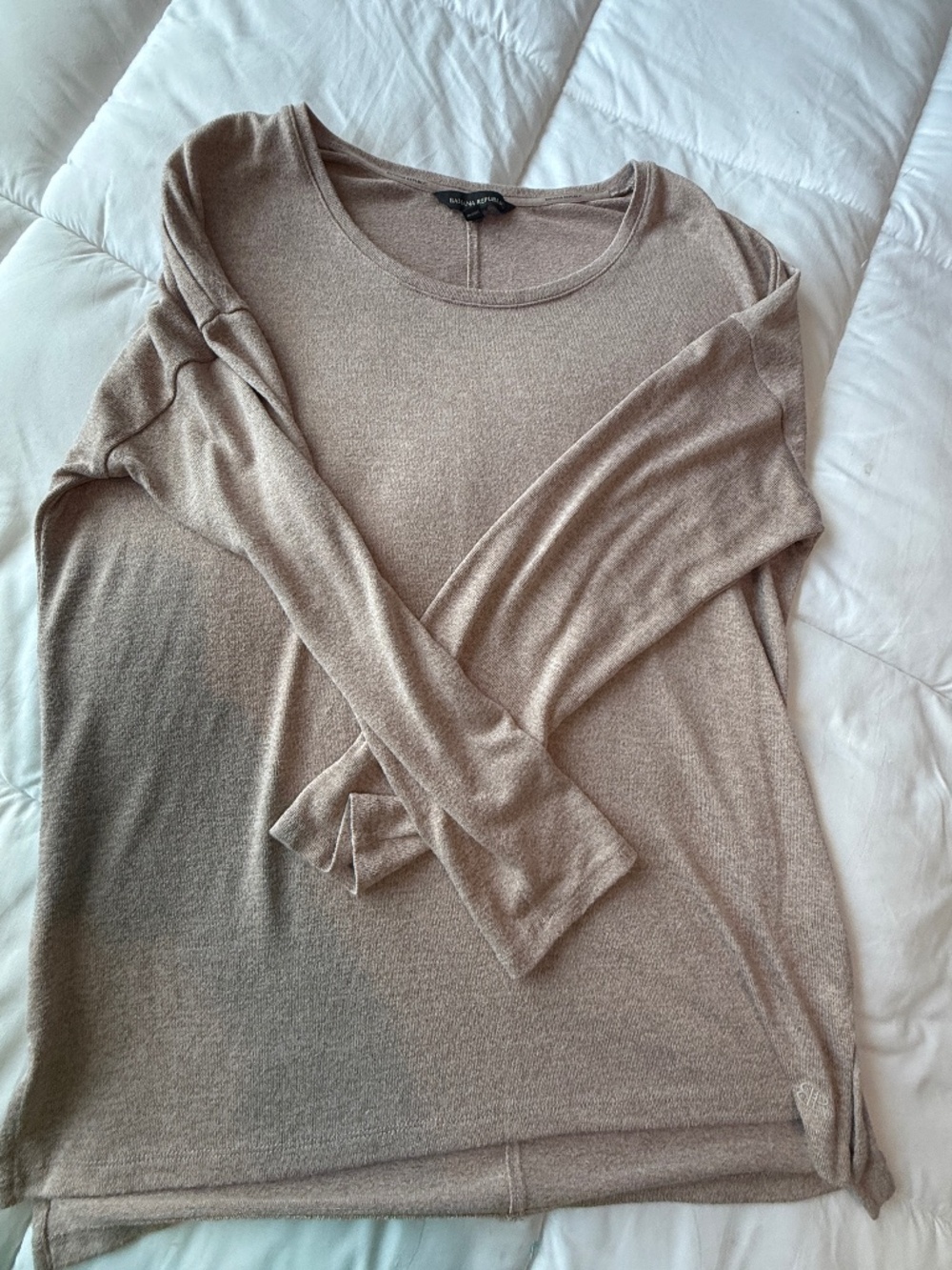 Banana Republic Soft Luxe Knit Tunic Sweater | Taupe Oatmeal Heather | Medium - Picture 4 of 8